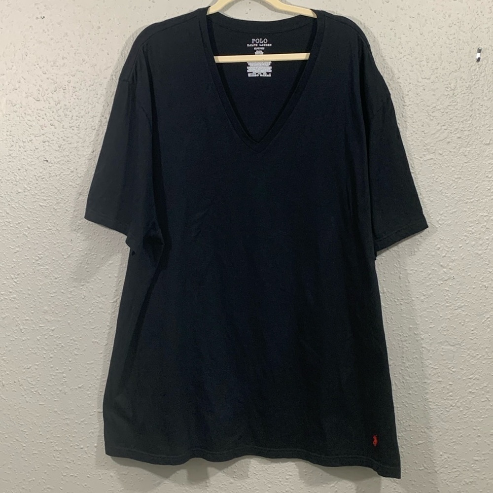 Polo by Ralph Lauren Black Short Sleeve V-Neck 100% Cotton T-Shirt size 3XL
